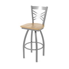 820 Catalina Stainless Steel 25" Swivel Counter Stool with Natural Maple Seat