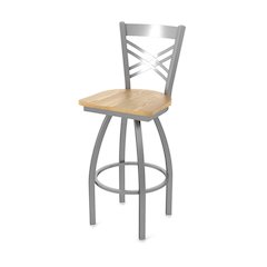 820 Catalina Stainless Steel 25" Swivel Counter Stool with Natural Oak Seat
