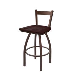 821 Catalina 30" Low Back Swivel Bar Stool with Bronze Finish and Dark Cherry Maple Seat