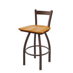 821 Catalina 30" Low Back Swivel Bar Stool with Bronze Finish and Medium Oak Seat