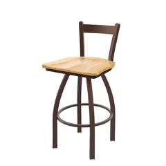 821 Catalina 30" Low Back Swivel Bar Stool with Bronze Finish and Natural Maple Seat