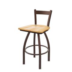 821 Catalina 30" Low Back Swivel Bar Stool with Bronze Finish and Natural Oak Seat