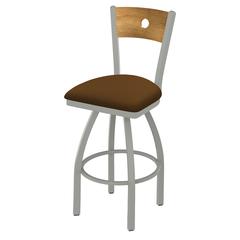 830 Voltaire 36" Swivel Counter Stool with Anodized Nickel Finish, Medium Back, and Canter Thatch Seat