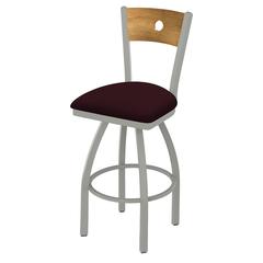 830 Voltaire 36" Swivel Counter Stool with Anodized Nickel Finish, Medium Back, and Canter Bordeaux Seat