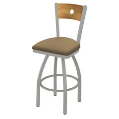 830 Voltaire 36" Swivel Counter Stool with Anodized Nickel Finish, Medium Back, and Canter Sand Seat