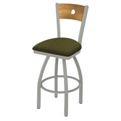 830 Voltaire 36" Swivel Counter Stool with Anodized Nickel Finish, Medium Back, and Graph Parrot Seat