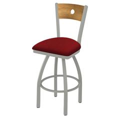 830 Voltaire 36" Swivel Counter Stool with Anodized Nickel Finish, Medium Back, and Graph Ruby Seat