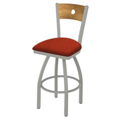 830 Voltaire 36" Swivel Counter Stool with Anodized Nickel Finish, Medium Back, and Graph Poppy Seat