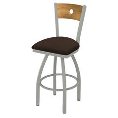 830 Voltaire 36" Swivel Counter Stool with Anodized Nickel Finish, Medium Back, and Rein Coffee Seat