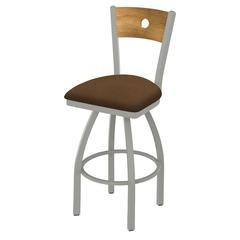 830 Voltaire 36" Swivel Counter Stool with Anodized Nickel Finish, Medium Back, and Rein Thatch Seat