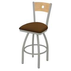 830 Voltaire 36" Swivel Counter Stool with Anodized Nickel Finish, Natural Back, and Canter Thatch Seat