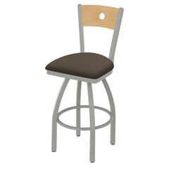 830 Voltaire 36" Swivel Counter Stool with Anodized Nickel Finish, Natural Back, and Canter Earth Seat