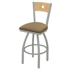 830 Voltaire 36" Swivel Counter Stool with Anodized Nickel Finish, Natural Back, and Canter Sand Seat