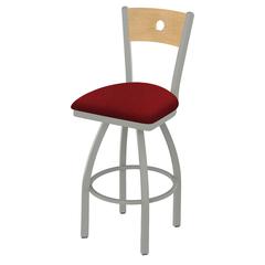 830 Voltaire 36" Swivel Counter Stool with Anodized Nickel Finish, Natural Back, and Graph Ruby Seat