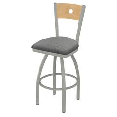 830 Voltaire 36" Swivel Counter Stool with Anodized Nickel Finish, Natural Back, and Graph Alpine Seat