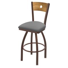 830 Voltaire 30" Swivel Counter Stool with Bronze Finish, Medium Back, and Canter Folkstone Grey Seat