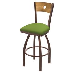 830 Voltaire 30" Swivel Counter Stool with Bronze Finish, Medium Back, and Canter Kiwi Green Seat