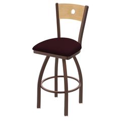 830 Voltaire 30" Swivel Counter Stool with Bronze Finish, Natural Back, and Canter Bordeaux Seat