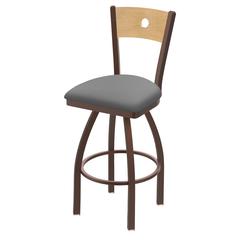 830 Voltaire 30" Swivel Counter Stool with Bronze Finish, Natural Back, and Canter Folkstone Grey Seat