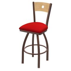 830 Voltaire 30" Swivel Counter Stool with Bronze Finish, Natural Back, and Canter Red Seat