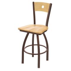830 Voltaire 30" Swivel Counter Stool with Bronze Finish, Natural Back, and Natural Maple Seat
