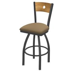 830 Voltaire 25" Swivel Counter Stool with Pewter Finish, Medium Back, and Canter Sand Seat
