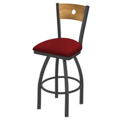830 Voltaire 25" Swivel Counter Stool with Pewter Finish, Medium Back, and Graph Ruby Seat