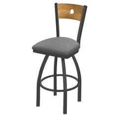 830 Voltaire 25" Swivel Counter Stool with Pewter Finish, Medium Back, and Graph Alpine Seat