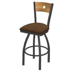 830 Voltaire 25" Swivel Counter Stool with Pewter Finish, Medium Back, and Rein Thatch Seat