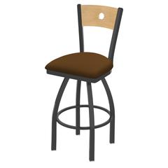 830 Voltaire 25" Swivel Counter Stool with Pewter Finish, Natural Back, and Canter Thatch Seat