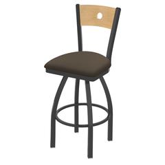 830 Voltaire 25" Swivel Counter Stool with Pewter Finish, Natural Back, and Canter Earth Seat