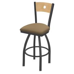 830 Voltaire 25" Swivel Counter Stool with Pewter Finish, Natural Back, and Canter Sand Seat