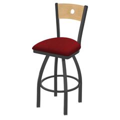 830 Voltaire 25" Swivel Counter Stool with Pewter Finish, Natural Back, and Graph Ruby Seat