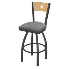830 Voltaire 25" Swivel Counter Stool with Pewter Finish, Natural Back, and Graph Alpine Seat