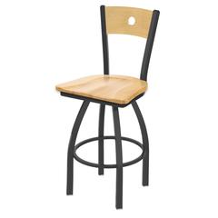830 Voltaire 25" Swivel Counter Stool with Pewter Finish, Natural Back, and Natural Maple Seat