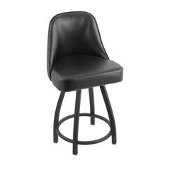 840 Grizzly 25" Swivel Counter Stool with Pewter Finish and Black Vinyl Seat