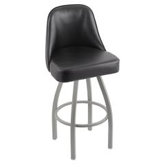 840 Grizzly 30" Swivel Bar Stool with Anodized Nickel Finish and Black Vinyl Seat