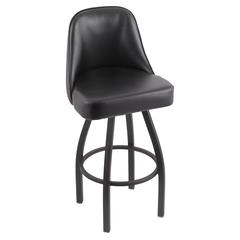 840 Grizzly 30" Swivel Bar Stool with Pewter Finish and Black Vinyl Seat