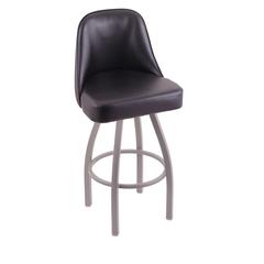 840 Grizzly 36" Swivel Bar Stool with Anodized Nickel Finish and Black Vinyl Seat