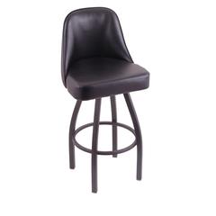 840 Grizzly 36" Swivel Bar Stool with Pewter Finish and Black Vinyl Seat