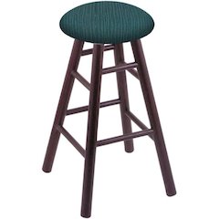 Oak Round Cushion 24" Swivel Counter Stool with Smooth Legs, Dark Cherry Finish, and Graph Tidal Seat