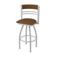 Swivel Counter Stool with Anodized Nickel Finish and Canter Thatch Seat and Back