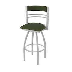 Swivel Counter Stool with Anodized Nickel Finish and Canter Pine Seat and Back