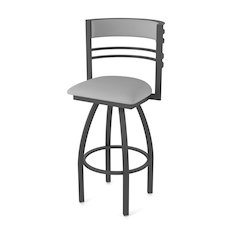 Swivel Counter Stool with Pewter Finish and Canter Folkstone Grey Seat and Back