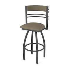 Swivel Counter Stool with Pewter Finish and Graph Cork Seat and Back