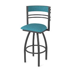Swivel Counter Stool with Pewter Finish and Graph Tidal Seat and Back