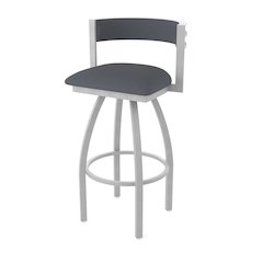 Swivel Counter Stool with Anodized Nickel Finish and Canter Storm Seat and Back