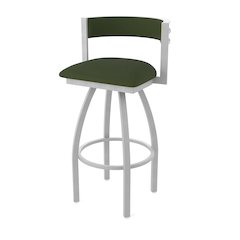 Swivel Counter Stool with Anodized Nickel Finish and Canter Pine Seat and Back