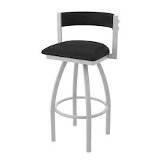 Swivel Counter Stool with Anodized Nickel Finish and Black Vinyl Seat and Back