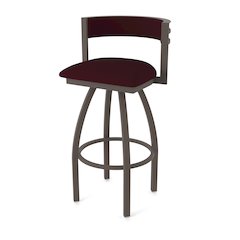 Swivel Counter Stool with Bronze Finish and Canter Bordeaux Seat and Back